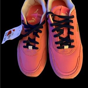 PUMA Kids Coral Sneakers with Navy Laces